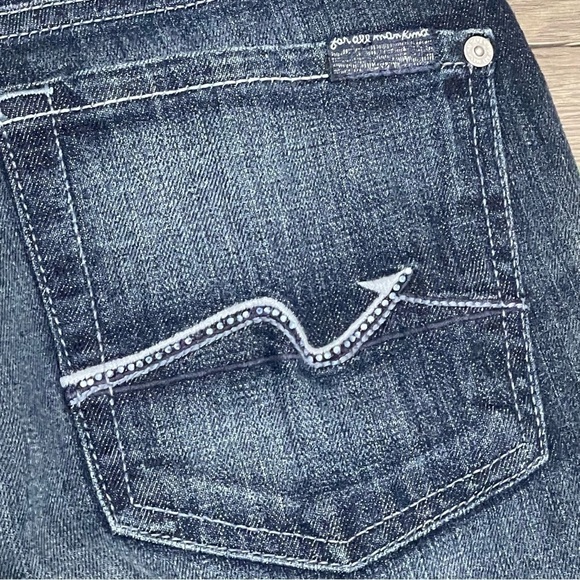 7 For All Mankind Womens Roxanne Rhinestone Bling Pockets Jean Medium Wash Sz 27 - Picture 9 of 10